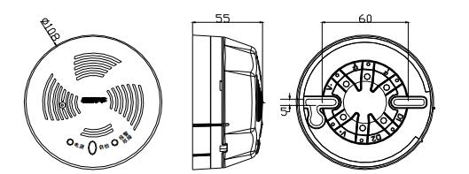 GST-BR001F探測(cè)器及底座，示意圖