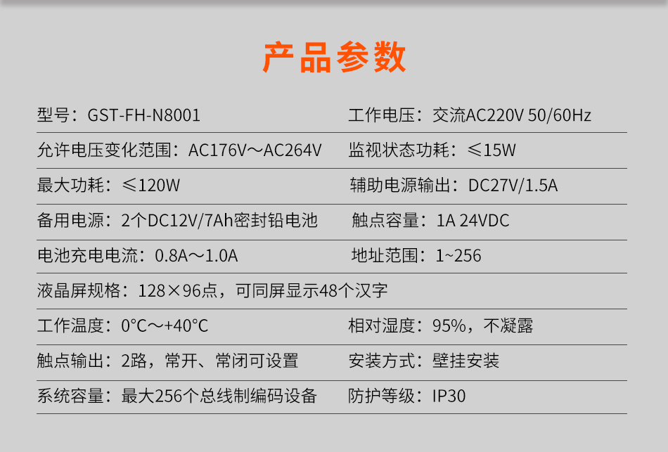 GST-FH-N8001防火門(mén)監(jiān)控器產(chǎn)品參數(shù)